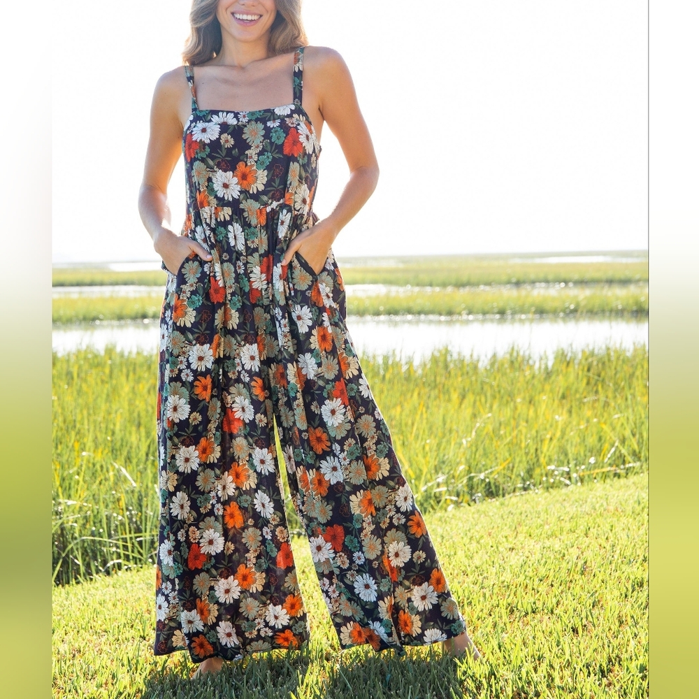 NATURAL LIFE Black Floral Jumpsuit